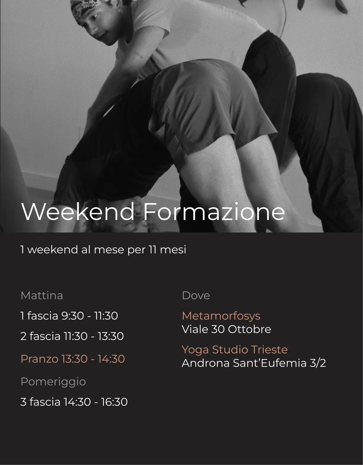 Manifesto — weekend di formazione: orari e sedi